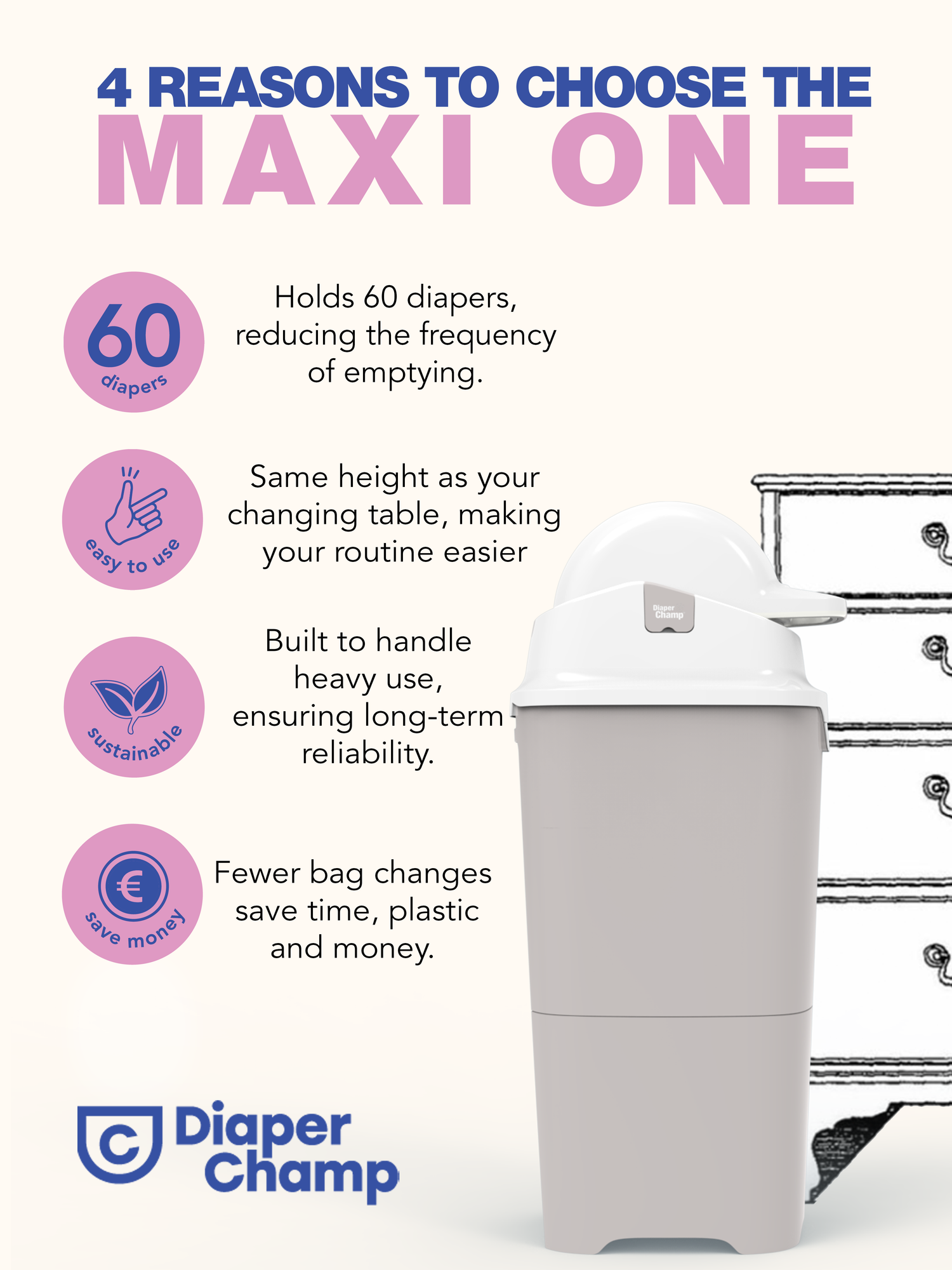 DiaperChamp ONE Upgrade Set (PAIL ONLY) - Clay Sand