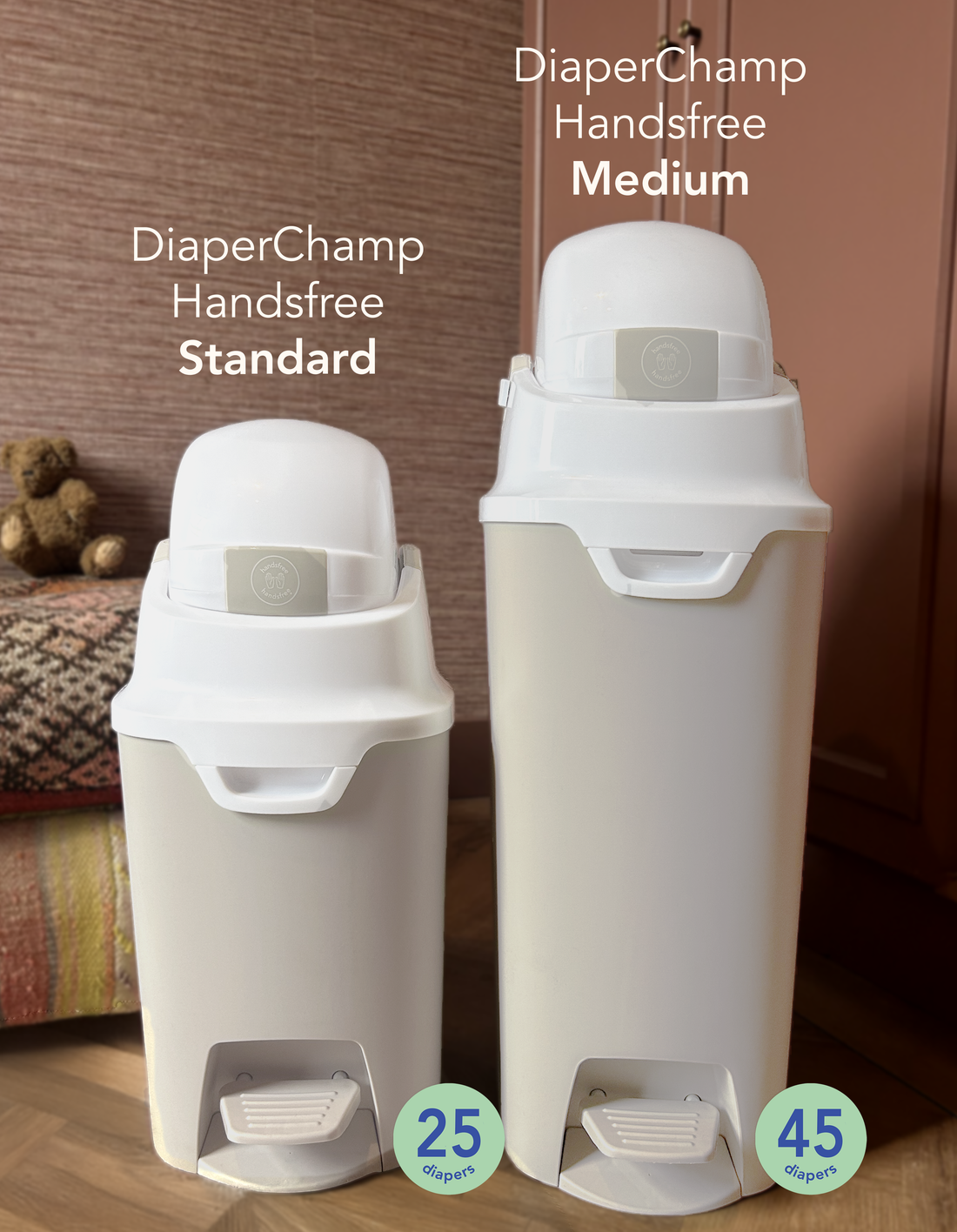 DiaperChamp ONE Handsfree Medium - Clay Sand  (incl. 10 ECO BAGS for free)