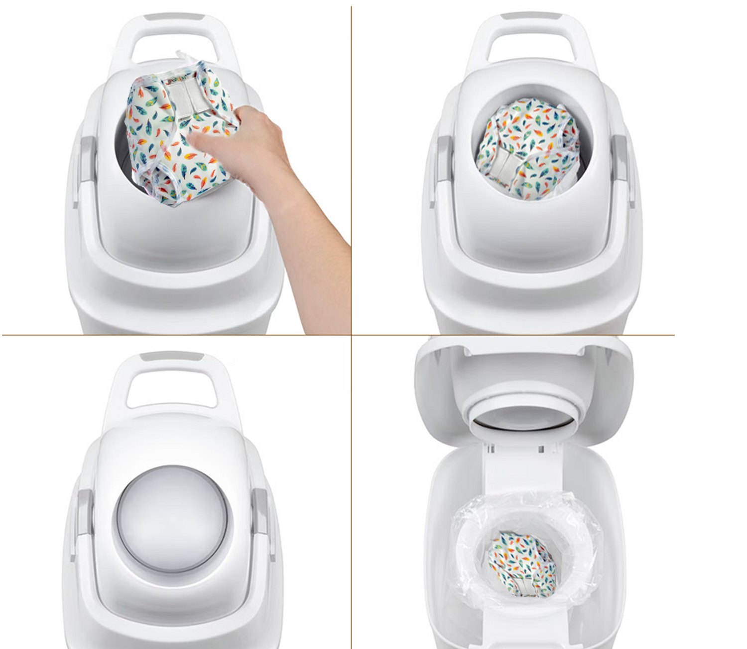 DiaperChamp ONE Handsfree Medium - Silver (incl. 10 ECO BAGS for free)