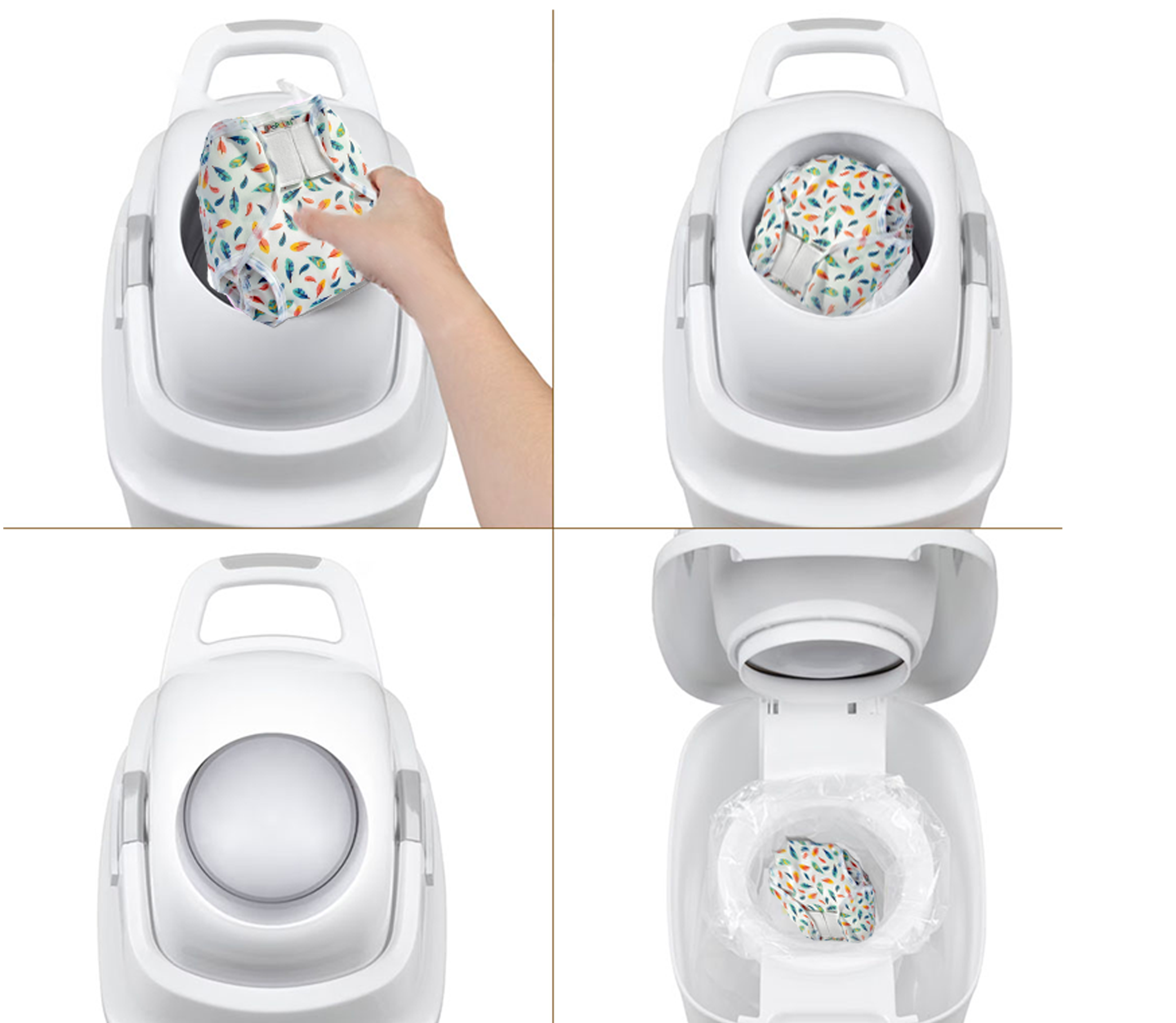 DiaperChamp ONE Handsfree Medium - Silver (incl. 10 ECO BAGS for free)